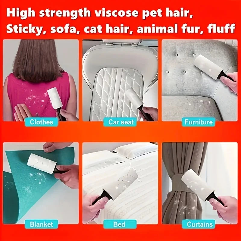 1 One Handle 40 Sheets Sticky Lint Roller Pet Hair Remover Clothes