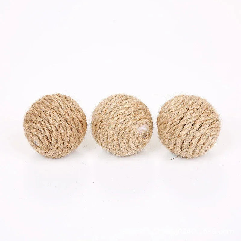 10pcs Solid Colored Sisal Ball Cat Teasing Toy Ball Self Hi Grinding Teeth Durable Cat Teasing Stick Cat Making Sound Bell Ball