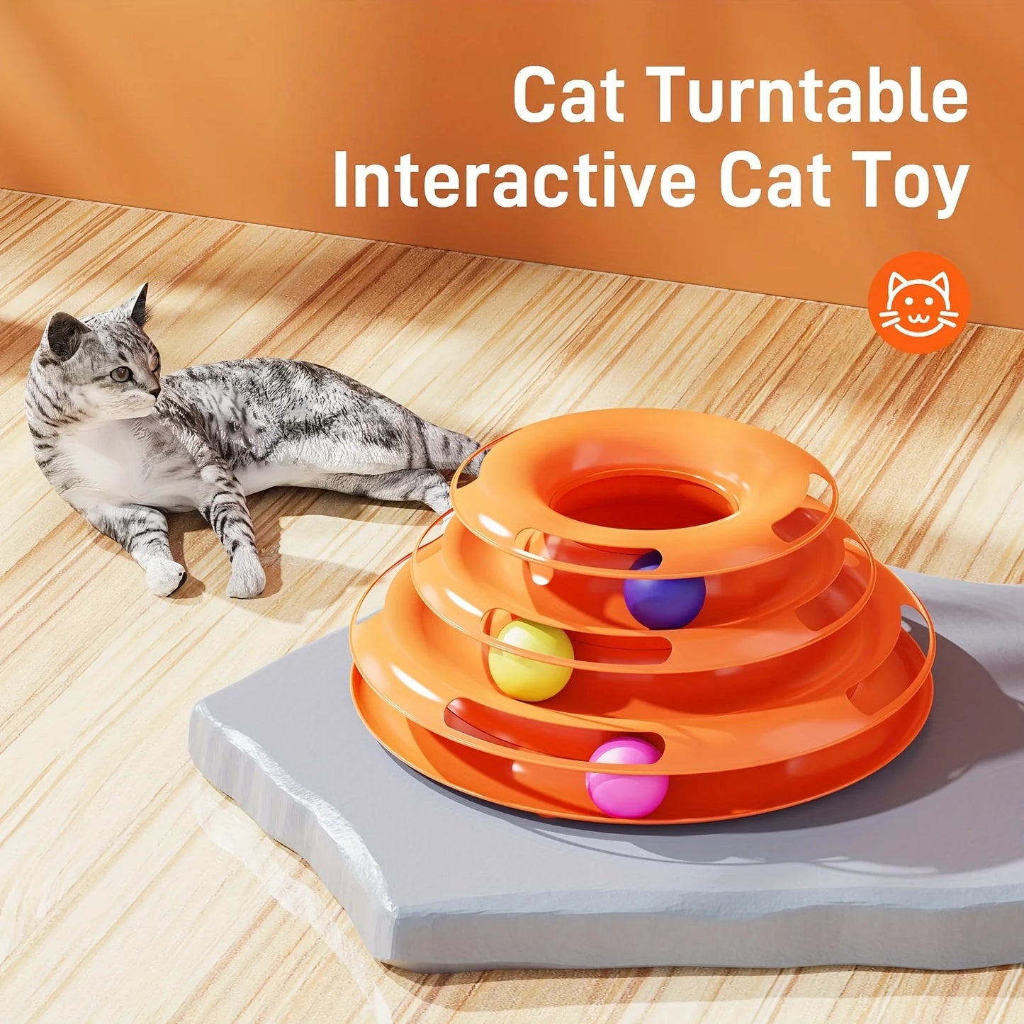 Torre de juguete interactiva de 3 capas para gatos con bolas de colores, ejercitador físico mental, divertido juego de rompecabezas para gatos activos.