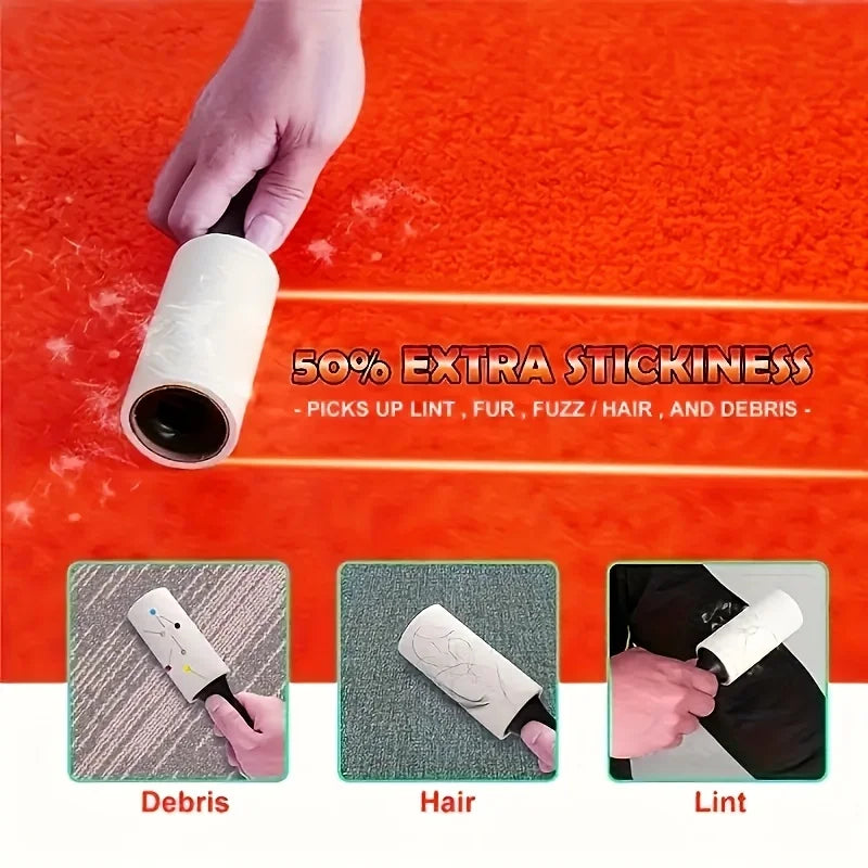 1 One Handle 40 Sheets Sticky Lint Roller Pet Hair Remover Clothes