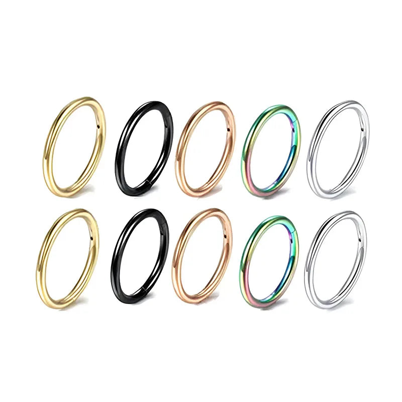 5/10Pcs 16G Nose Ring Hoop Stainless Steel Hinged Nose Rings Septum Clicker Tragus Helix Cartilage Daith Rook Earring Piercing