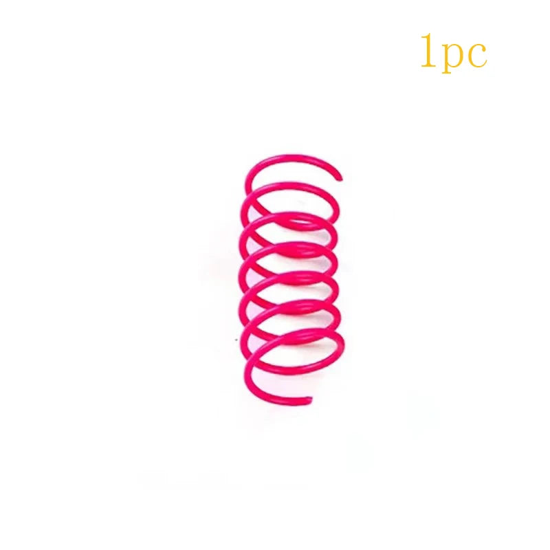 Juguete de plástico con resorte para gatos, juguete para saltar con resorte, resistente a arañazos y mordeduras, ideal para mascotas.
