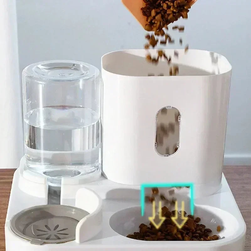 1PC Automatic Feeder Cat Dog Food Bowl With Water Fountain Pet Large Capacity Raised Stand Dish Bowl For Cat Drinker Accessories