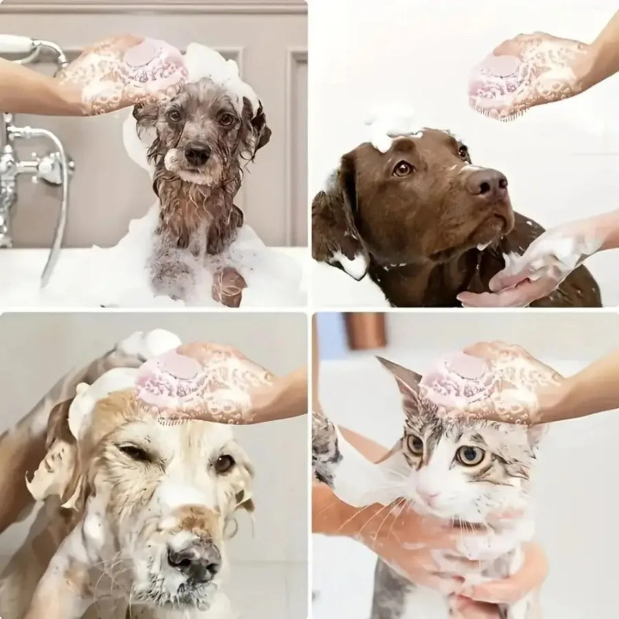 1 cepillo de baño suave para perros - Masaje suave con dispensador de champú - Cepillo de aseo para gatos eficiente para una limpieza eficaz de las patas