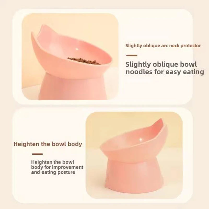 Cat bowl with long ears and high feet bowl with cat and dog neck protection and anti-overturning plastic raised pet bowl