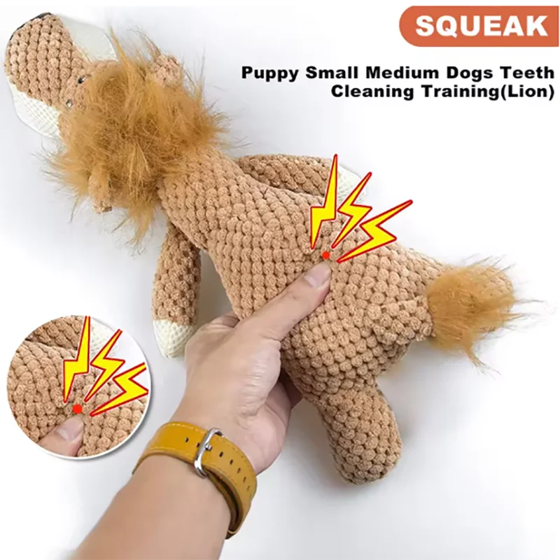 1/3 Pcs Large Dog Toy Bite-Resistant Sound Plush Toy Lion Wolf Elephant Cartoon Pet Toy Squeaky Dog Toy For Small & Medium Dogs