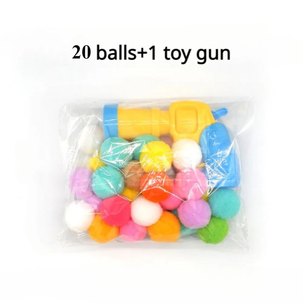 Cat Plush Ball Shooting Gun Kitten Creative Shooting Gun Games Stretch Plush Ball Toy Cat Self Hi Silent Ball Toy Pet Supplies