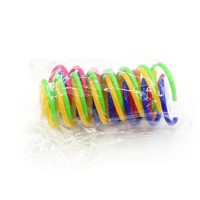 Juguete de plástico con resorte para gatos, juguete para saltar con resorte, resistente a arañazos y mordeduras, ideal para mascotas.