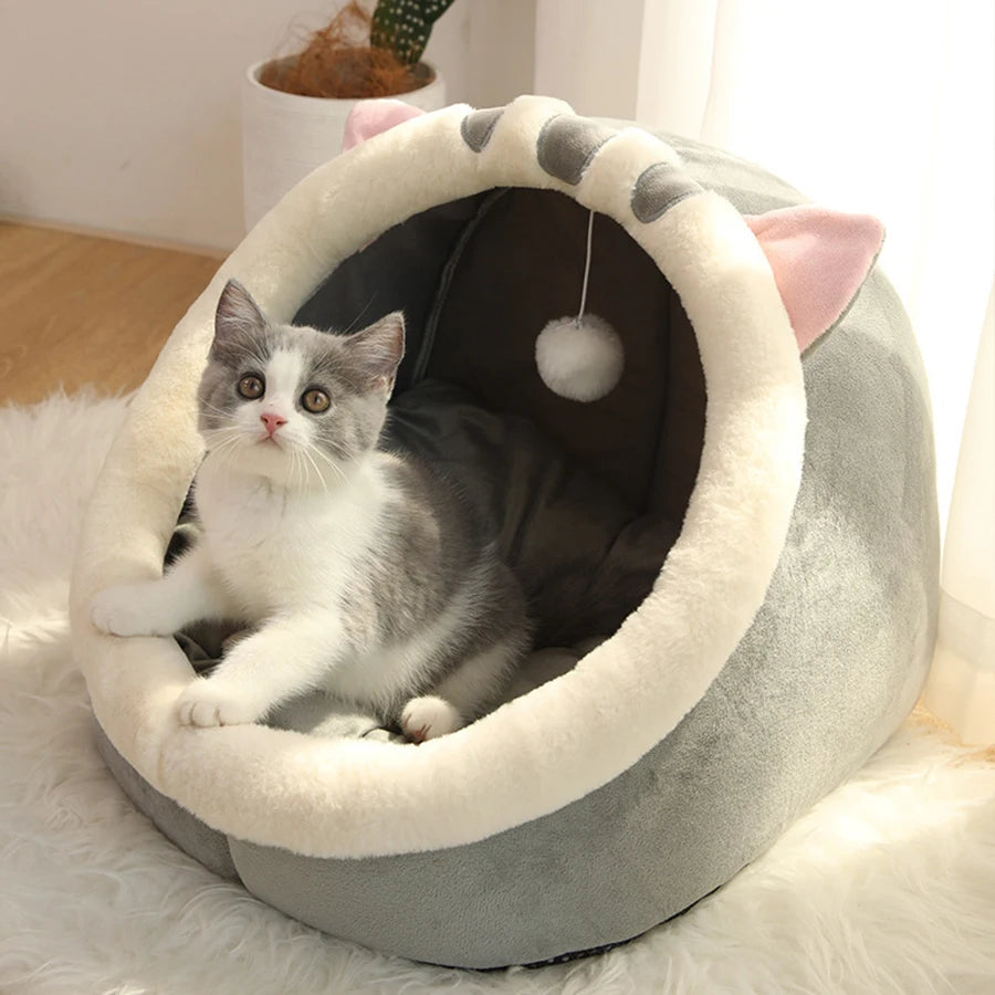 Cama para gatos de sueño profundo, cálida cesta para mascotas, acogedora casa para gatos, cojín para tumbona, tienda de campaña para gatos, tapete muy suave para perros pequeños, bolsa, cueva, cama para gatos