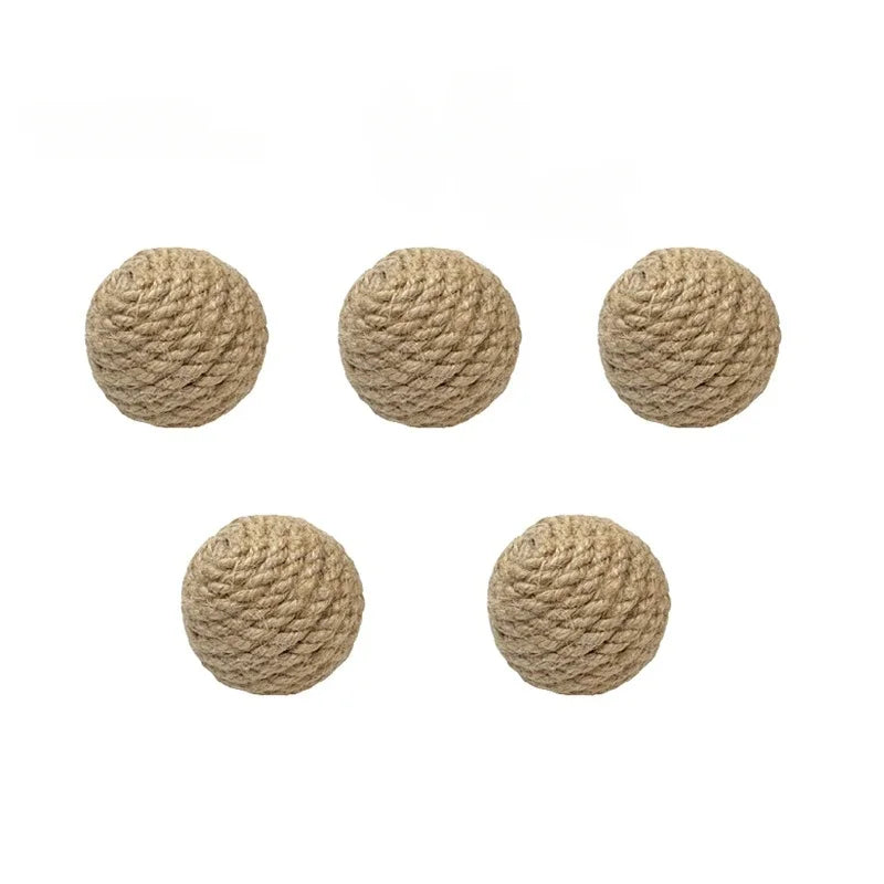 10pcs Solid Colored Sisal Ball Cat Teasing Toy Ball Self Hi Grinding Teeth Durable Cat Teasing Stick Cat Making Sound Bell Ball