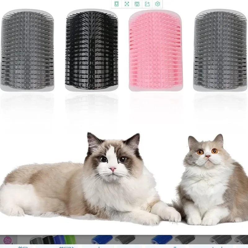 Cepillo de esquina para gatos, peine masajeador para gatos, arco rascador de plástico, peine para quitar el pelo, aseo con hierba gatera, suministros de autolimpieza para gatos