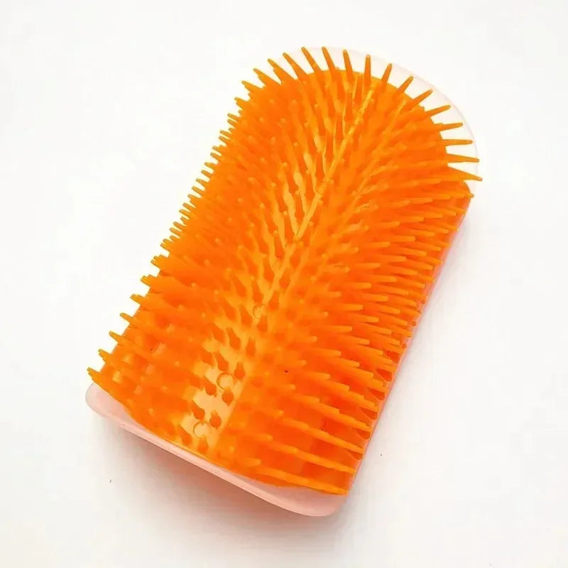 Cepillo de esquina para gatos, peine masajeador para gatos, arco rascador de plástico, peine para quitar el pelo, aseo con hierba gatera, suministros de autolimpieza para gatos