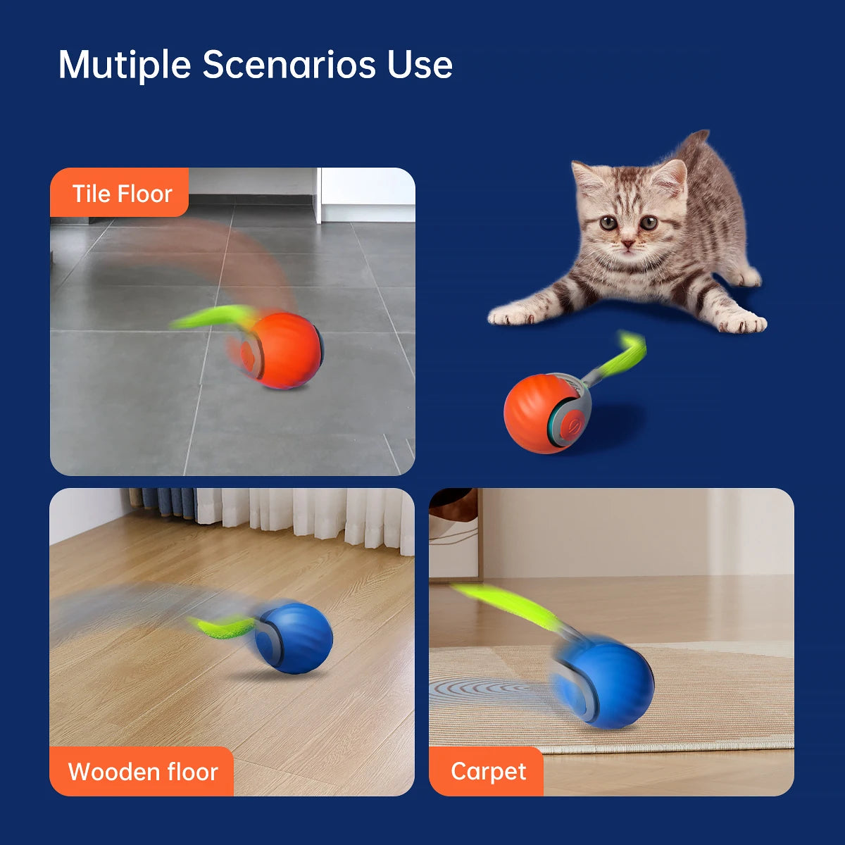 New Interactive Cat Toy Ball Small Tail Rolling Ball Suitable for Indoor and Outdoor Cat and Dog Play Toys for Cats Things