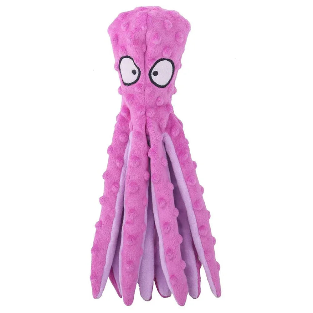 Juguetes vocales para perros, pulpo de peluche suave sin relleno, juguetes educativos para la dentición de cachorros, suministros para mascotas para perros pequeños y medianos.
