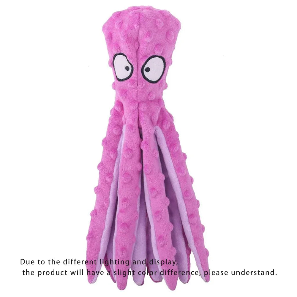 Juguetes vocales para perros, pulpo de peluche suave sin relleno, juguetes educativos para la dentición de cachorros, suministros para mascotas para perros pequeños y medianos.