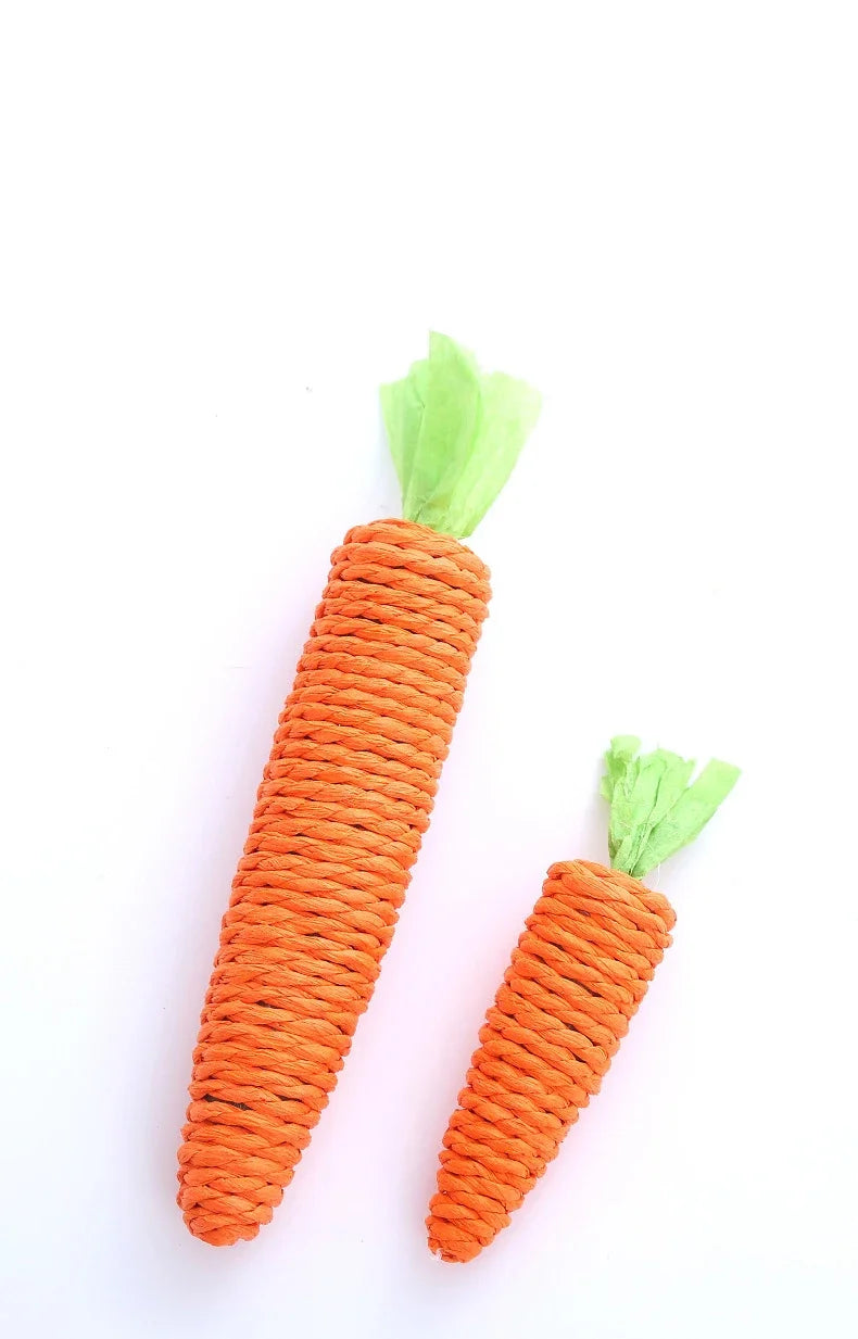 Juguete para gatos con sonido de zanahoria, resistente a mordeduras, cuerda de papel, rascador, dientes limpios, juego interactivo, juguete masticable de zanahoria para gatos.