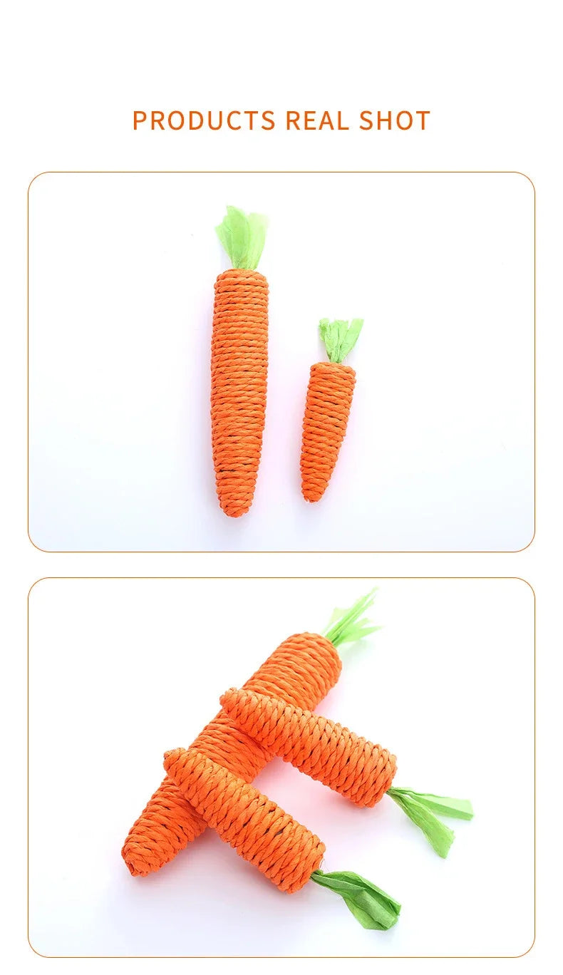 Juguete para gatos con sonido de zanahoria, resistente a mordeduras, cuerda de papel, rascador, dientes limpios, juego interactivo, juguete masticable de zanahoria para gatos.