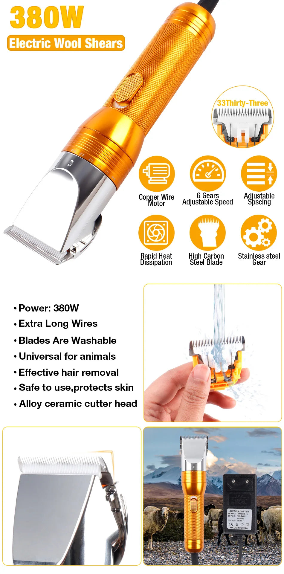 380W Cashmere Goat Shearer 12V Cordless Household Pet (Cat, Dog, Rabbit, Sheep) Hair Trimmer Electric Carpet Tufting Trimmer