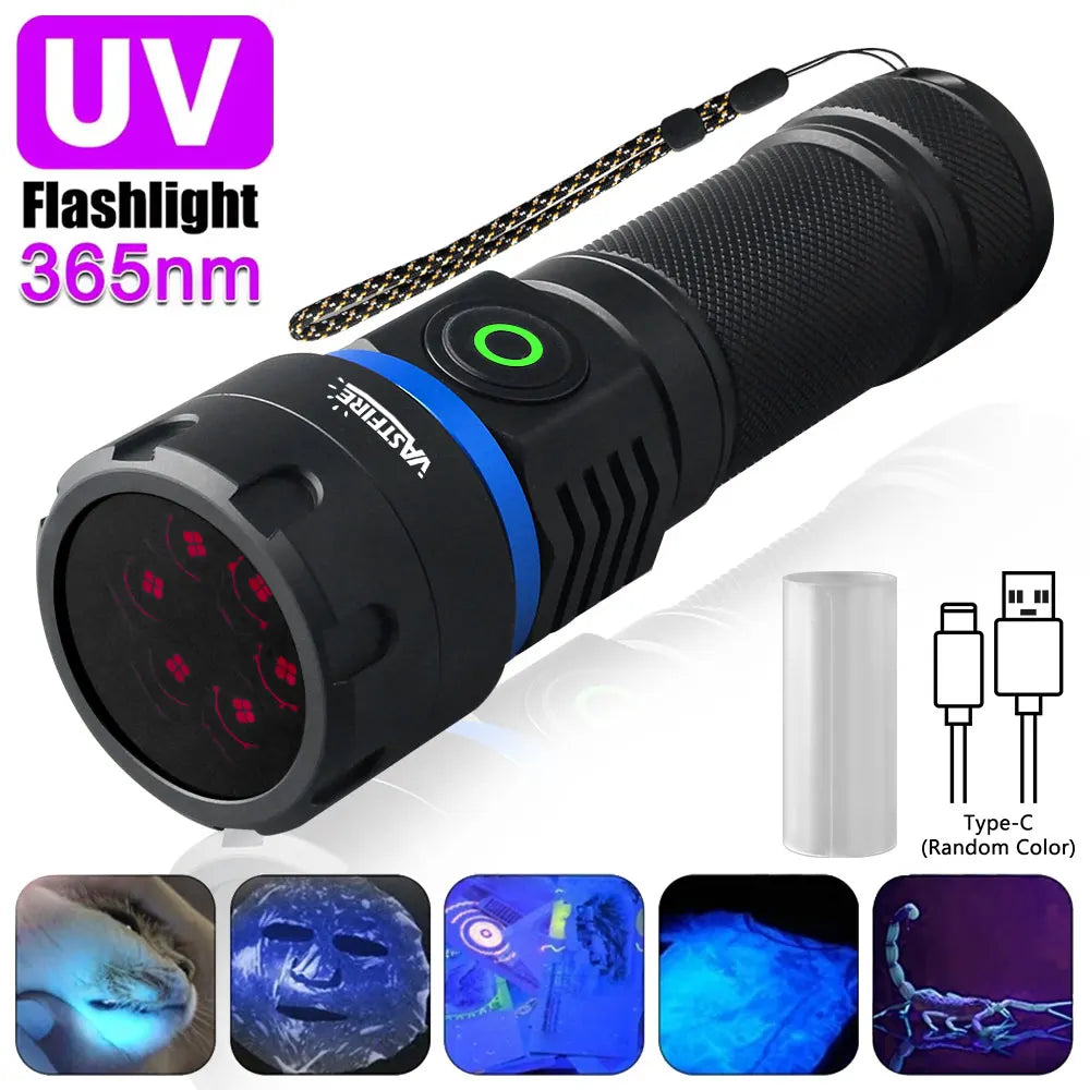 120W 6 * 4 core 365nm UV Flashlight Black Mirror 2-Mode Purple Light UV lamp Torch Pet Urine Stains bed bug Scorpions Detector