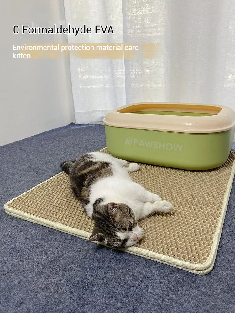 Alfombrilla para arena de gato con filtro antisalpicaduras y bandeja para arena sucia. Alfombrilla de inodoro de doble capa antiorina para mascotas. Fácil de limpiar y antideslizante.