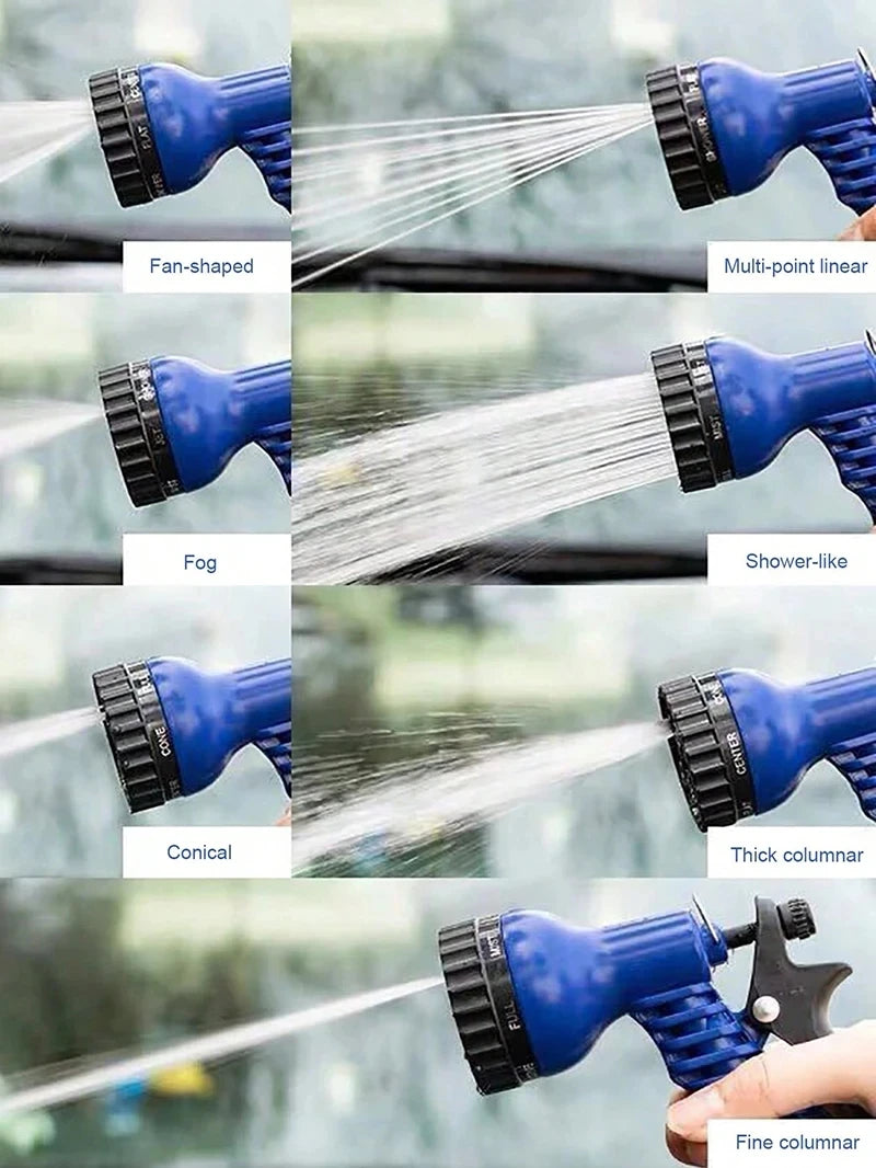 7 funciones de pulverización de agua, manguera mágica extensible, lavado de autos a alta presión, pistola de agua, manguera de riego para jardín, ducha para mascotas, gatos y perros.