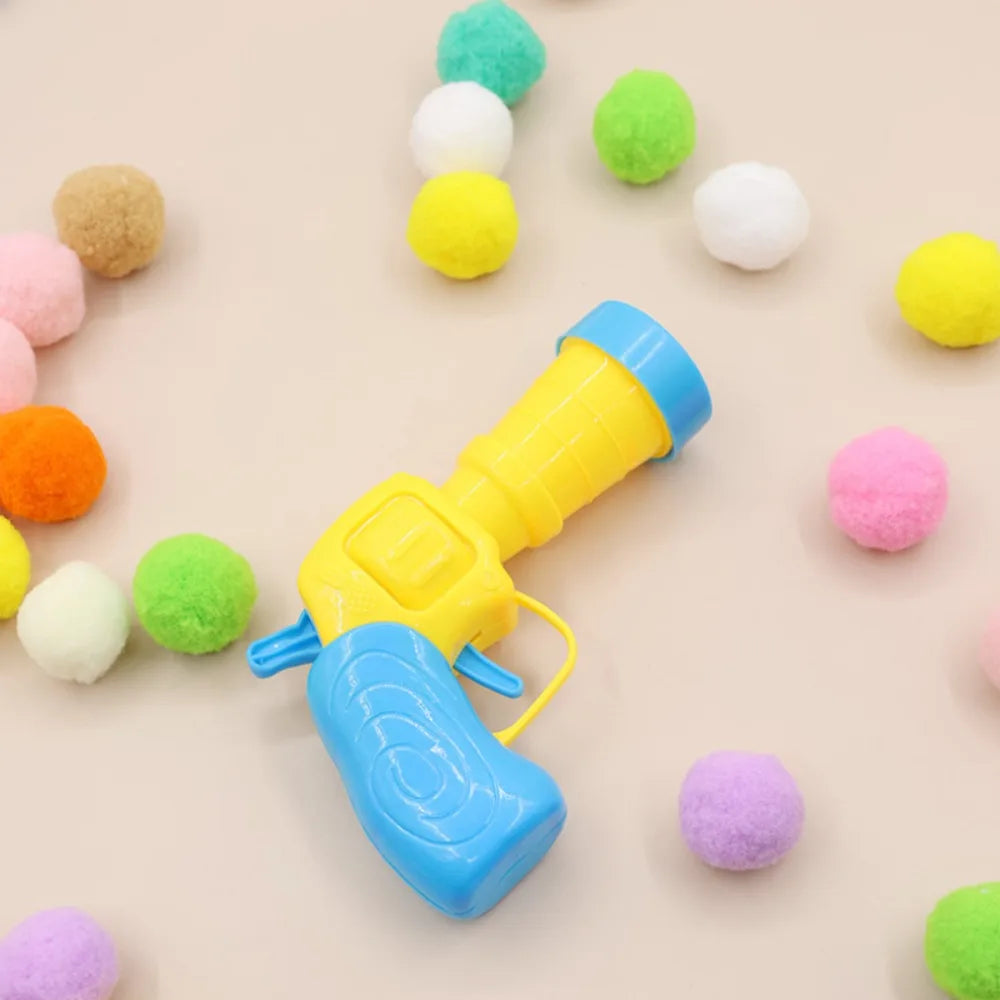 Cat Plush Ball Shooting Gun Kitten Creative Shooting Gun Games Stretch Plush Ball Toy Cat Self Hi Silent Ball Toy Pet Supplies