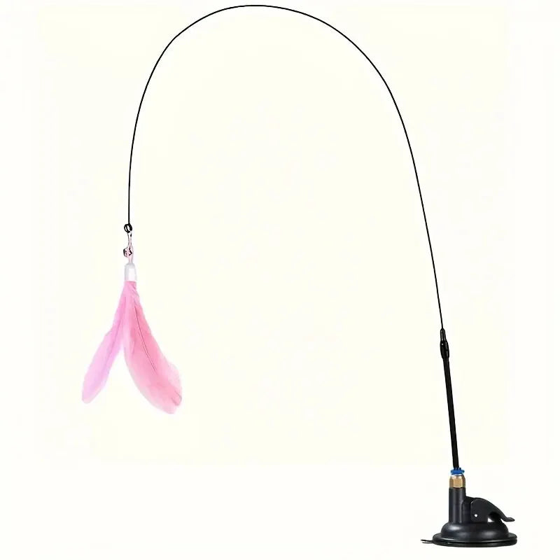 Juguete interactivo para gatos con campana y plumas, con ventosa larga para emocionantes aventuras de juego. El mejor juguete para gatos.