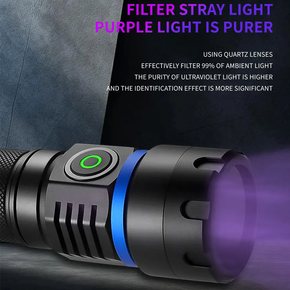 120W 6 * 4 core 365nm UV Flashlight Black Mirror 2-Mode Purple Light UV lamp Torch Pet Urine Stains bed bug Scorpions Detector