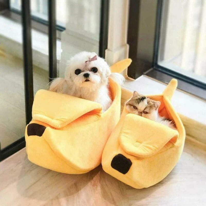 Nido de gato tipo plátano, divertido, lindo, acogedor, cálido, duradero, con personalidad, casa para perro creativa, adecuada para chinchillas, ardillas y otros animales.