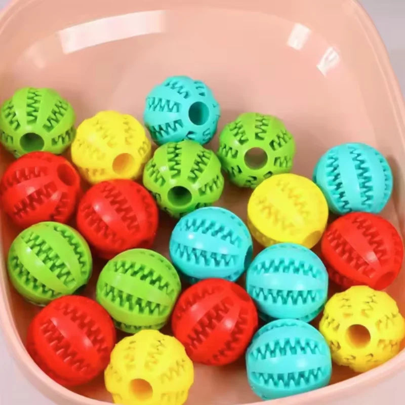 Pelota de juguete para perros, pelotas de goma interactivas, juguetes para masticar para cachorros, pelota para limpiar dientes de mascotas, comedero para gatos, pelotas de silicona para comer.
