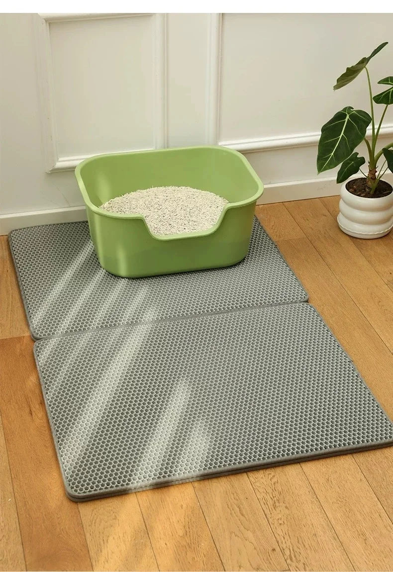 Alfombrilla para arena de gato con filtro antisalpicaduras y bandeja para arena sucia. Alfombrilla de inodoro de doble capa antiorina para mascotas. Fácil de limpiar y antideslizante.