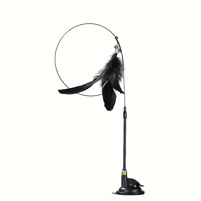 Juguete interactivo para gatos con campana y plumas, con ventosa larga para emocionantes aventuras de juego. El mejor juguete para gatos.