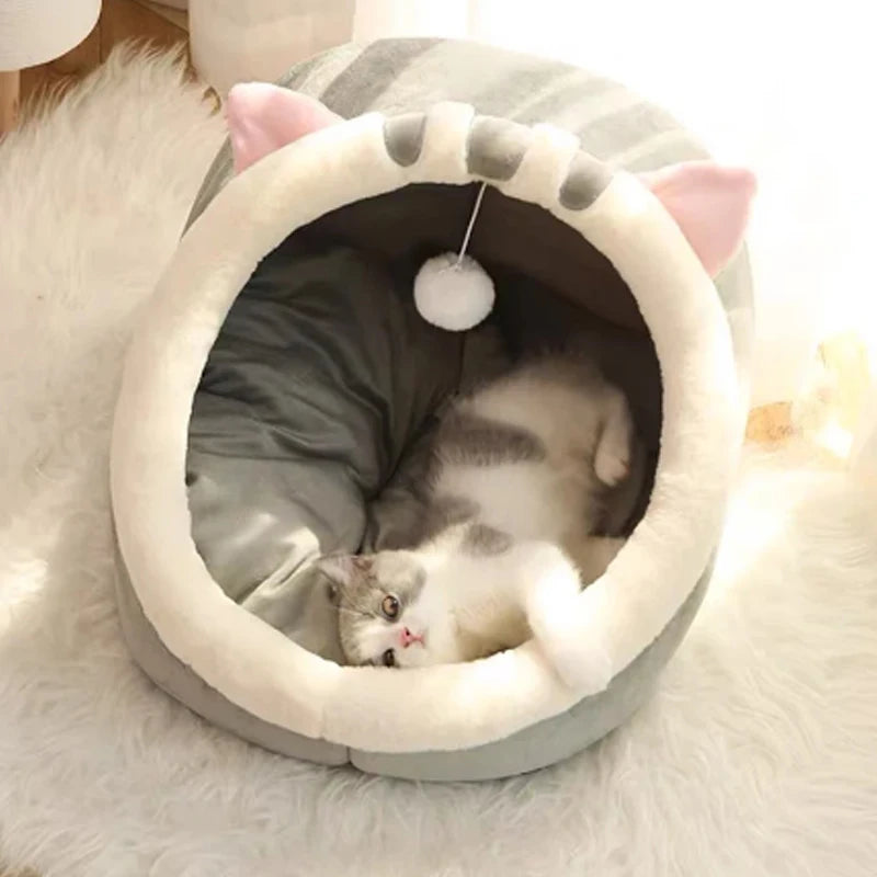 Cama para gatos de sueño profundo, cálida cesta para mascotas, acogedora casa para gatos, cojín para tumbona, tienda de campaña para gatos, tapete muy suave para perros pequeños, bolsa, cueva, cama para gatos