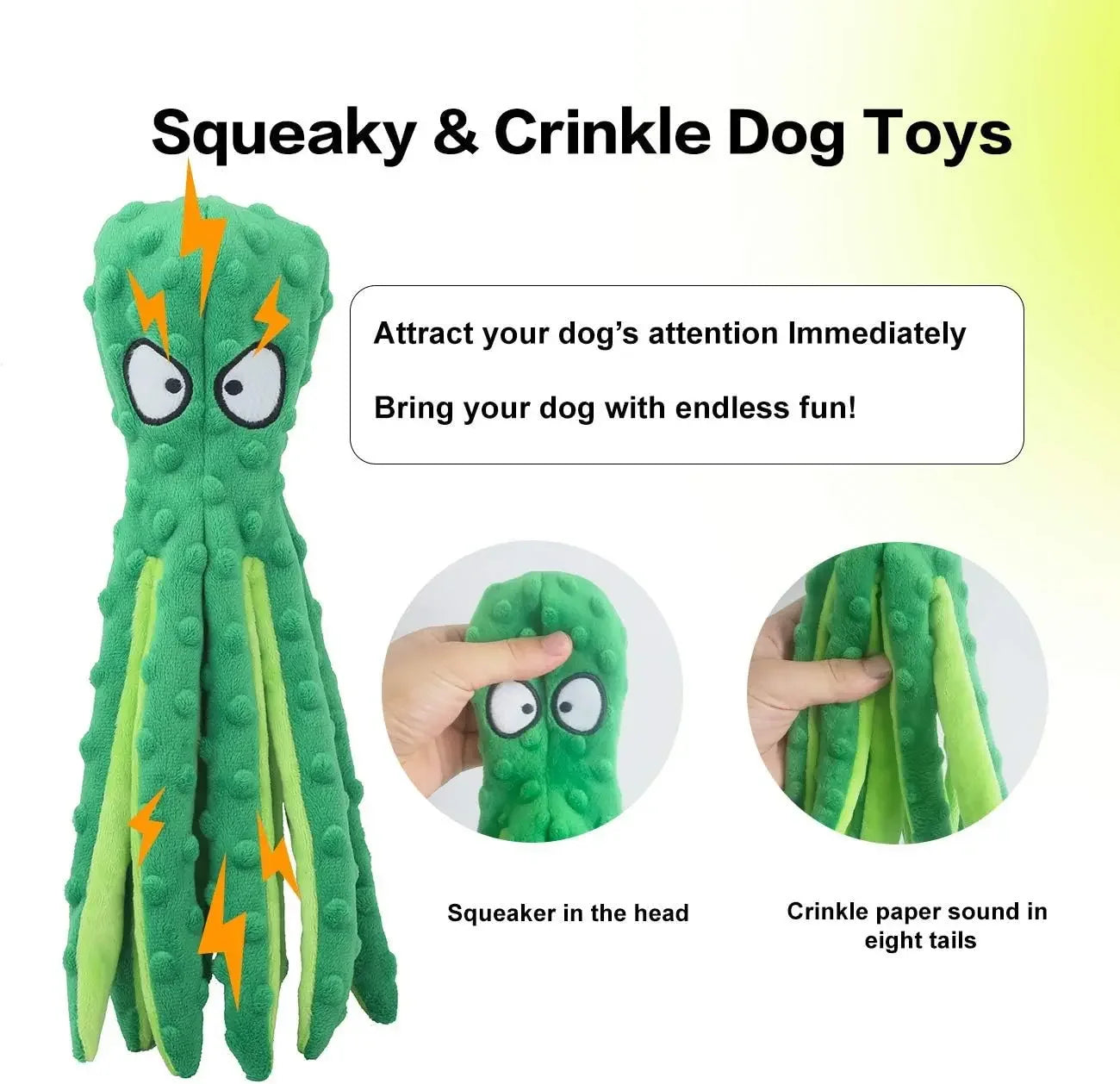 Juguetes vocales para perros, pulpo de peluche suave sin relleno, juguetes educativos para la dentición de cachorros, suministros para mascotas para perros pequeños y medianos.