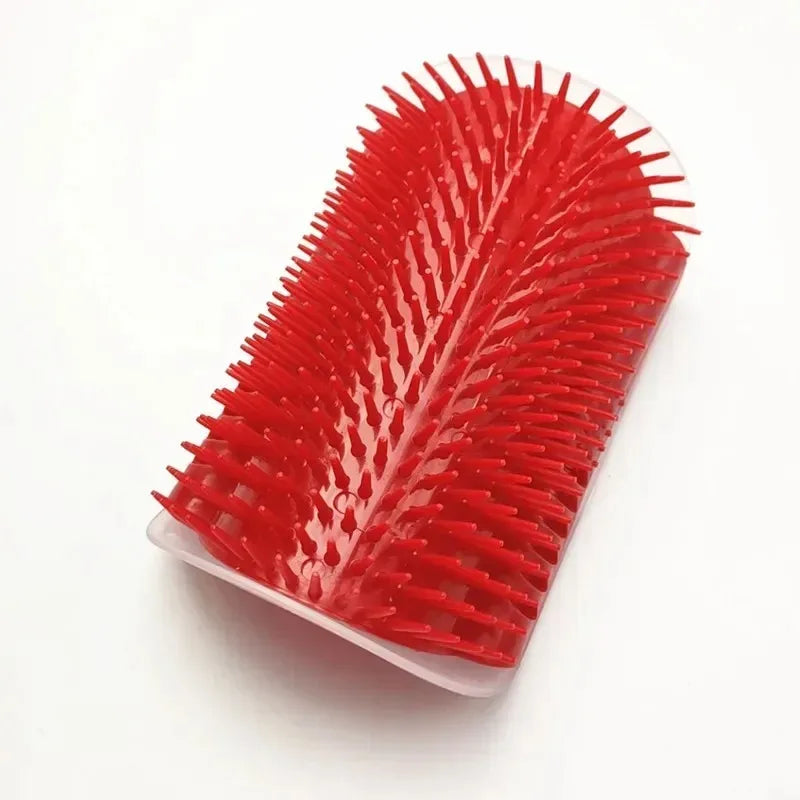 Cepillo de esquina para gatos, peine masajeador para gatos, arco rascador de plástico, peine para quitar el pelo, aseo con hierba gatera, suministros de autolimpieza para gatos