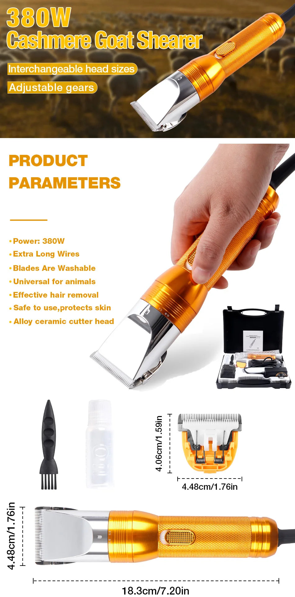 380W Cashmere Goat Shearer 12V Cordless Household Pet (Cat, Dog, Rabbit, Sheep) Hair Trimmer Electric Carpet Tufting Trimmer