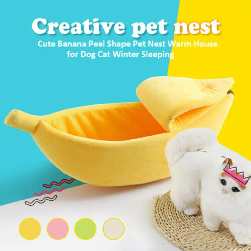 Nido de gato tipo plátano, divertido, lindo, acogedor, cálido, duradero, con personalidad, casa para perro creativa, adecuada para chinchillas, ardillas y otros animales.