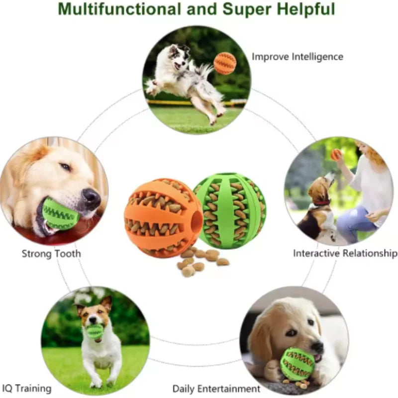 Pelota de juguete para perros, pelotas de goma interactivas, juguetes para masticar para cachorros, pelota para limpiar dientes de mascotas, comedero para gatos, pelotas de silicona para comer.