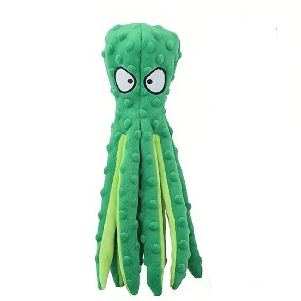 Juguetes vocales para perros, pulpo de peluche suave sin relleno, juguetes educativos para la dentición de cachorros, suministros para mascotas para perros pequeños y medianos.
