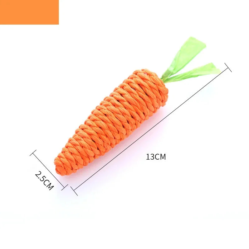 Juguete para gatos con sonido de zanahoria, resistente a mordeduras, cuerda de papel, rascador, dientes limpios, juego interactivo, juguete masticable de zanahoria para gatos.