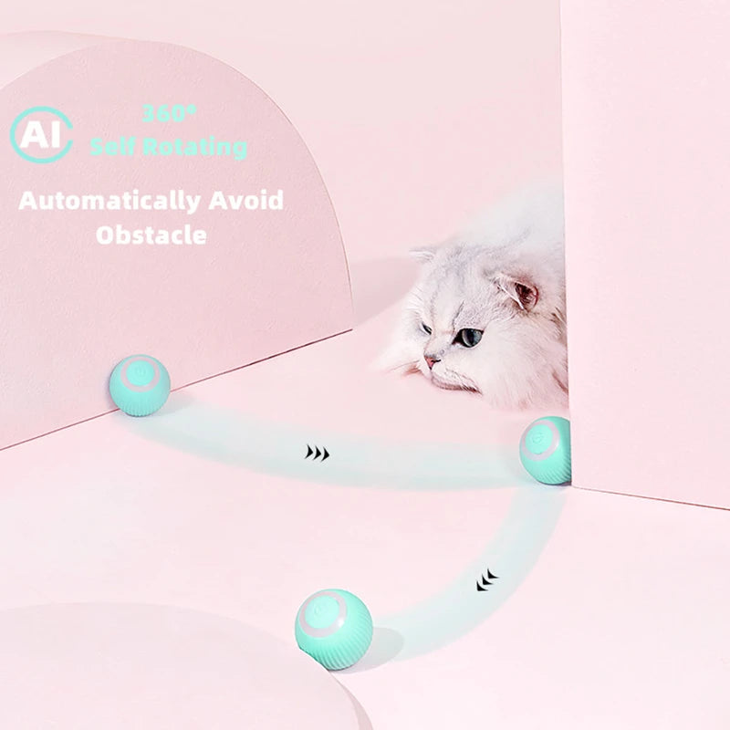 Pelota eléctrica para gatos, juguete inteligente con ruedas automáticas, interactivo para entrenar, juguete para jugar en interiores.