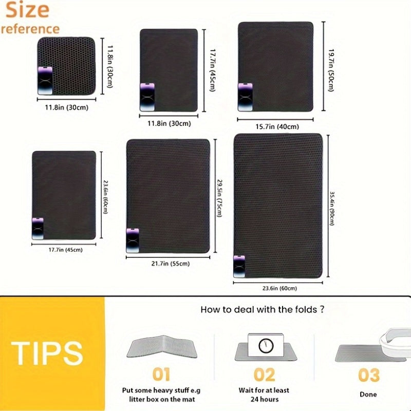 EVA Double-Layer Cat Litter Mat - Non-Slip, Washable, Soft Pet Litter Box Liner for Cats and Dogs, Easy Cleanup Design with Automatic Scoop Feature, Pet Hygiene Mat | Automatic Scoop Mat | Washable Mat, Cat Litter Box