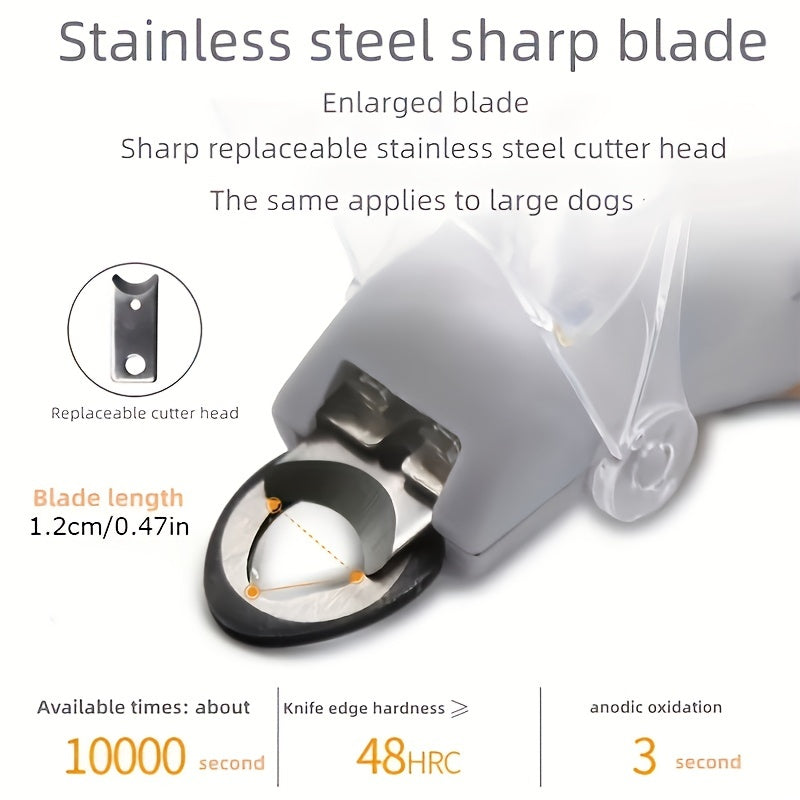 1pc LED Illuminated Pet Nail Clipper - Precision Stainless Steel Blade, Non-slip Comfort Grip, Safety Guard to Prevent Over-trimming - Perfect Grooming Tool for Dogs and Cats