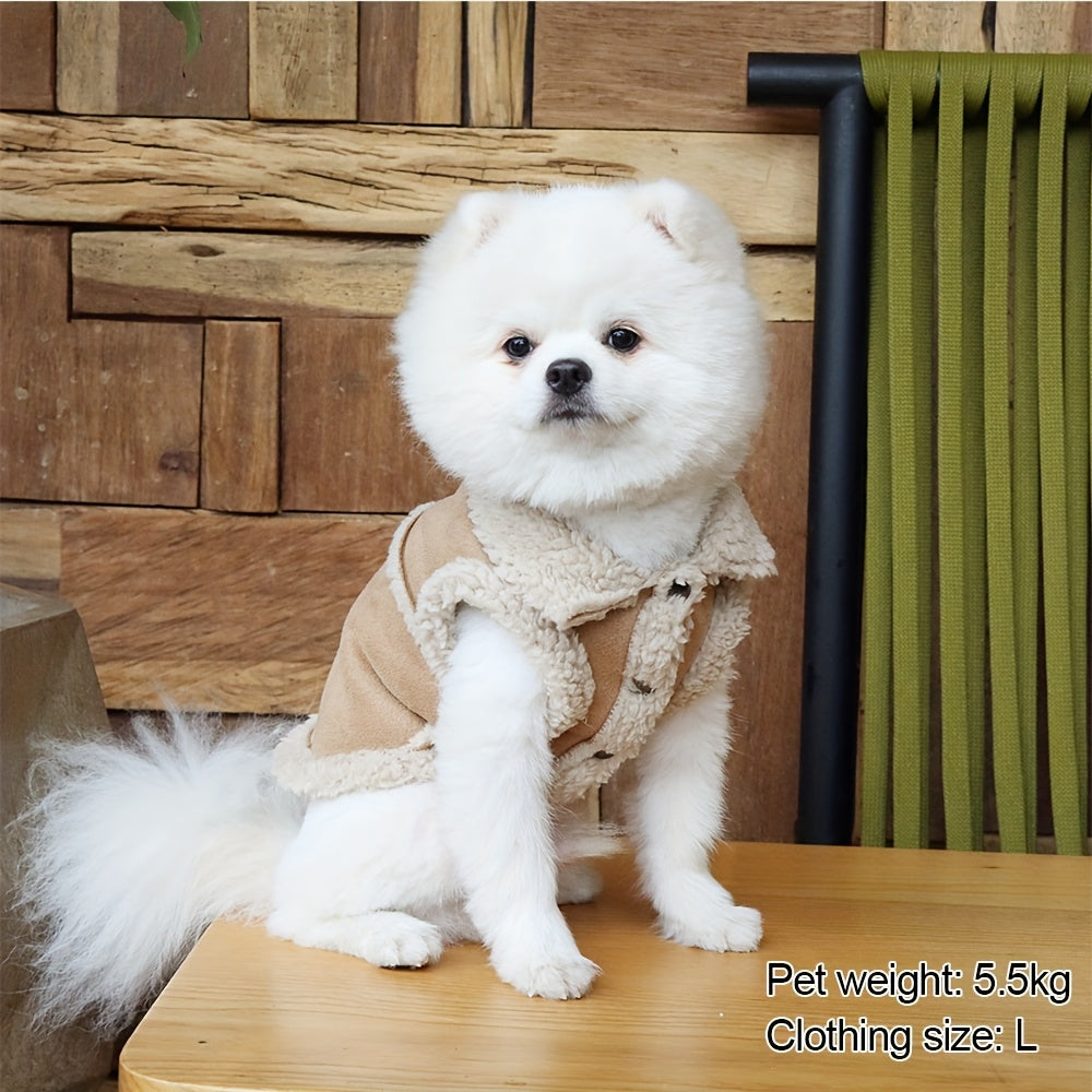Cozy Fleece-Lined Pet Hoodie with Leash Attachment - Winter Warmth for Small to Medium Dogs and Cats