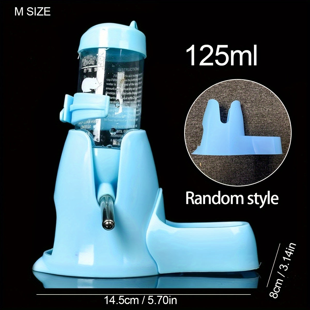 3-in-1 Hamster Water Dispenser, 2.71oz/4.23oz Plastic Feeder for Small Pets, Hamster, Sand Rat, Flower Branch Mouse