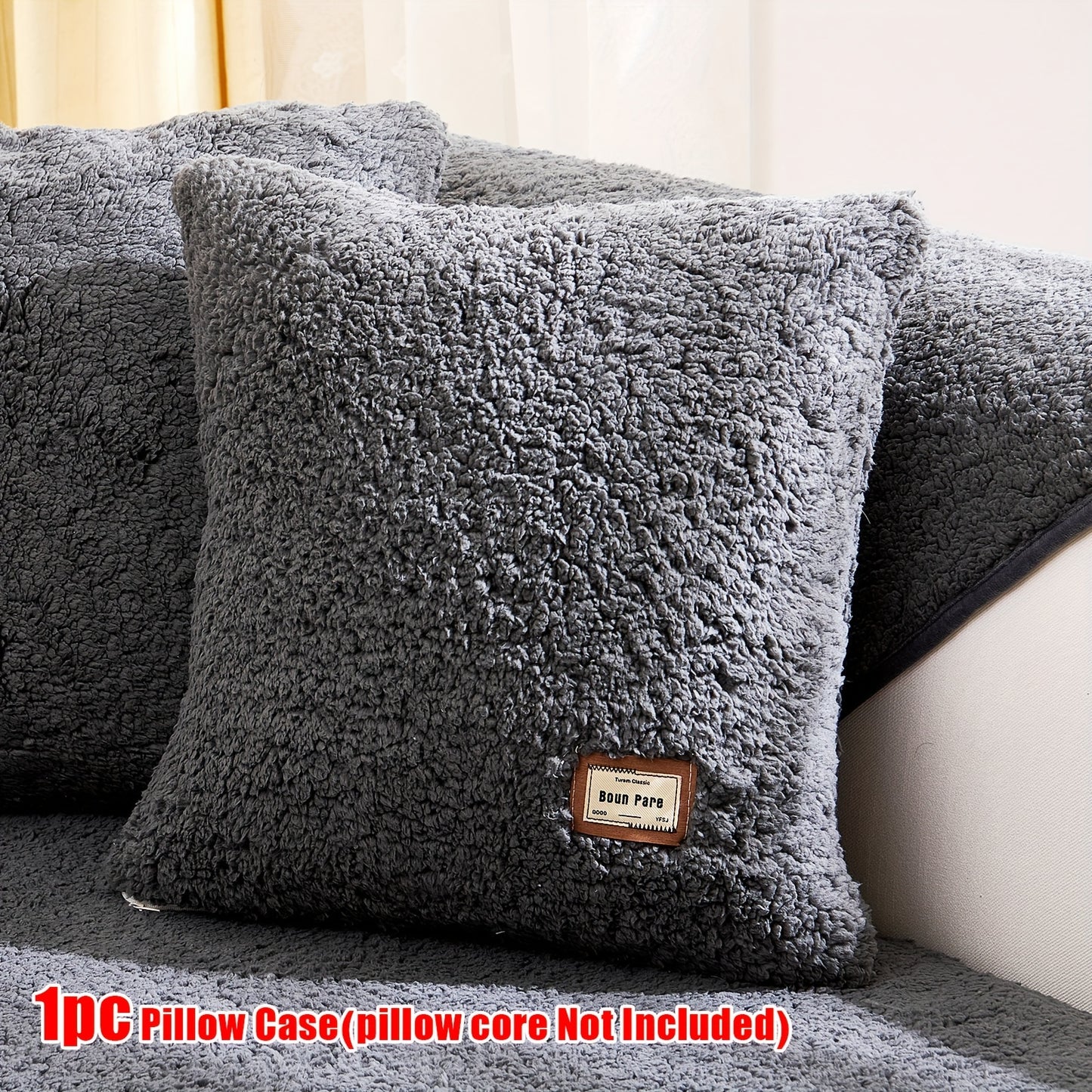 1pc Plush Sherpa Sofa Cover - Soft, Fuzzy, Non-Slip, Pet-Friendly, Thickened Furniture Protector for Bedroom, Office, Living Room Home Decor - Easy to Clean, Durable, Stain-Resistant, Machine Washable