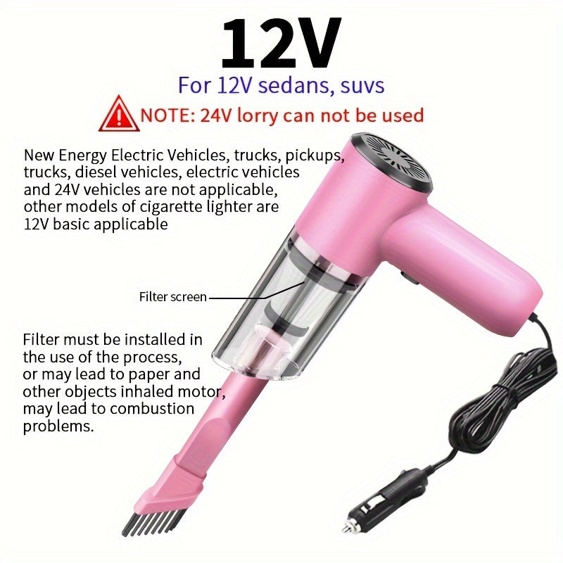 In-car vacuum car wired 12V car Powerful Handheld household hand-held small car in the power mini Dust removal,Perfect for Removing Pet Hair and Cat Hair