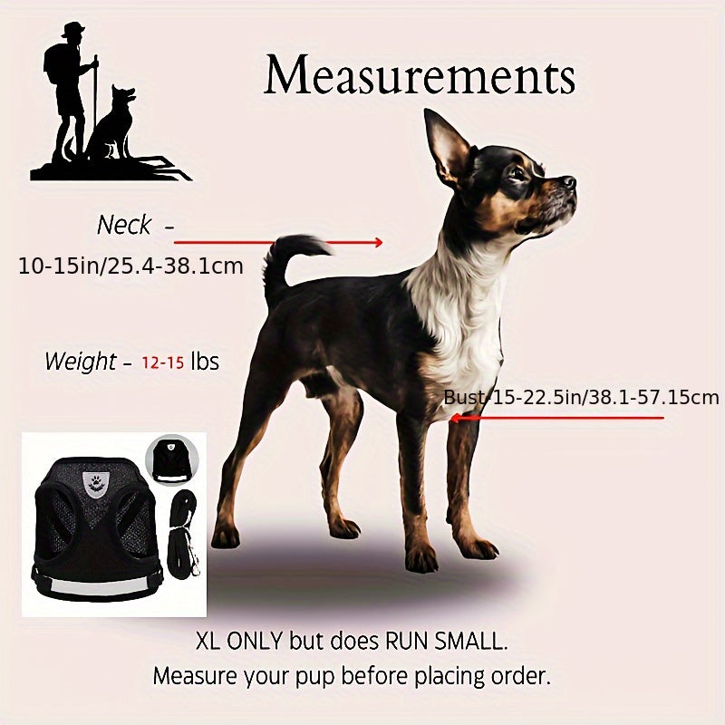 Super-Breathable Pet Harness & Leash Set - Escape-Proof, Adjustable Vest with Reflective Stripes for Kitten, Puppy & Small Dogs - Stylish Comfort and Enhanced Control