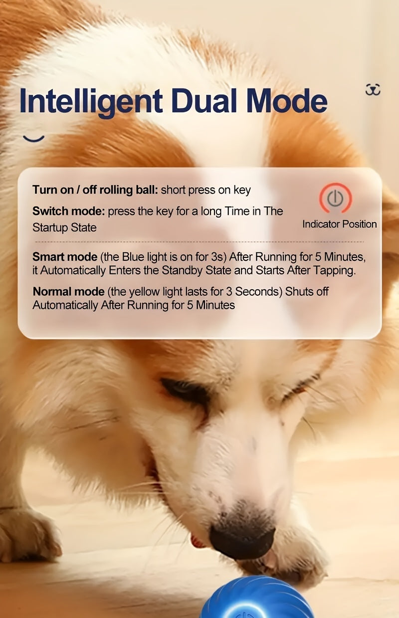 Electric Intelligent Pet Ball - Self-Rolling, Gravity Jumping Toy for Small Dogs and Cats - Electric Charging, Grinding Teeth Toy
