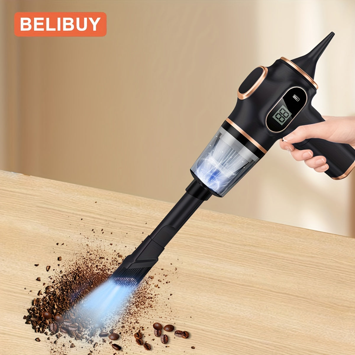 1pc BELIBUY Cordless Handheld Vacuum Cleaner, High Power USB Rechargeable with Extended Battery Life, Multi-Function Dust Buster for Home and Car Use, Pet Hair, Dust & Debris Cleaning, Includes Accessory Kit